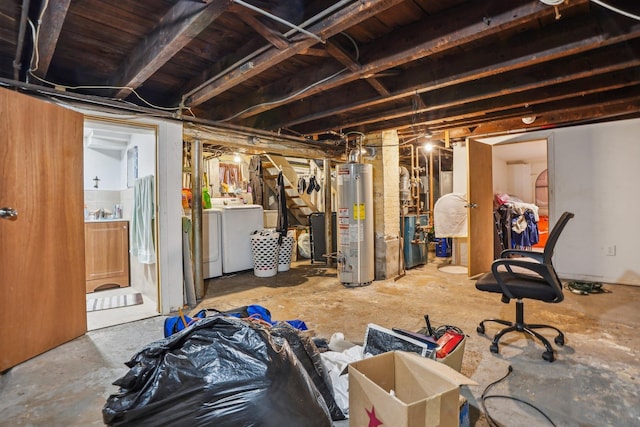 442 Avenue E Ave E, Bayonne, NJ 07002 - unfinished below grade area featuring water heater and washer and clothes dryer