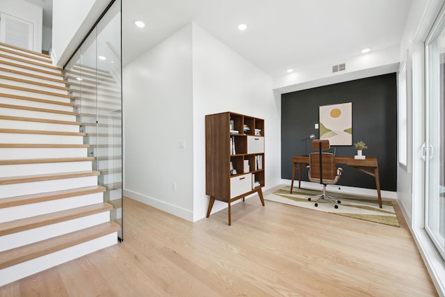 9 Pierce Ave Unit 2, Jersey City, NJ 07307 - office area featuring light wood-style floors and recessed lighting