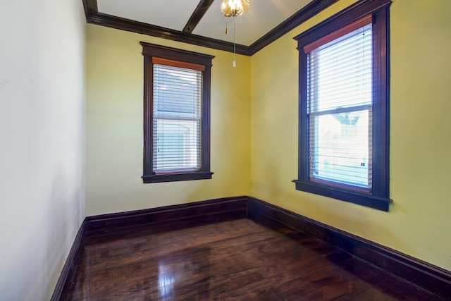 unfurnished room with crown molding and wood-type flooring