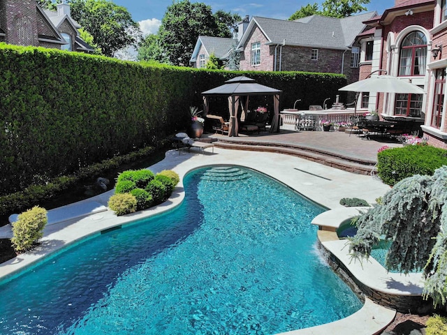 2 Euclid Rd, Fort Lee, NJ 07024 - view of pool with a gazebo, a patio area, and a fenced backyard