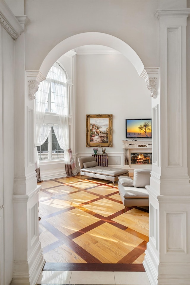 2 Euclid Rd, Fort Lee, NJ 07024 - sitting room with arched walkways and inlaid floor details