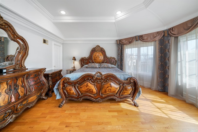 2 Euclid Rd, Fort Lee, NJ 07024 - bedroom featuring light wood-style flooring, crown molding, and recessed lighting