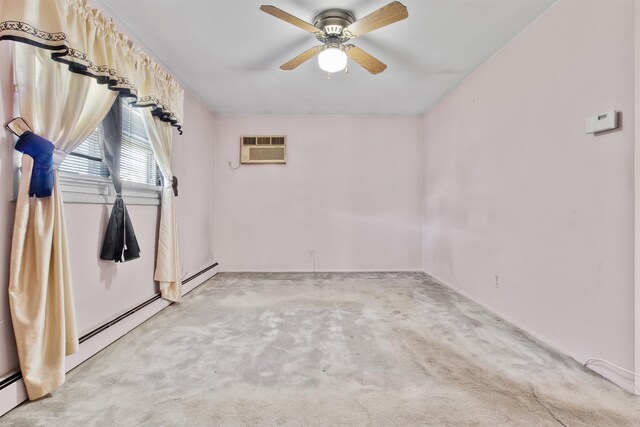 134 W 25th St, Bayonne, NJ 07002 - unfurnished room with ceiling fan, light colored carpet, a wall mounted AC, and a baseboard radiator