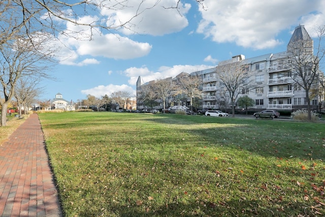 view of community featuring a yard