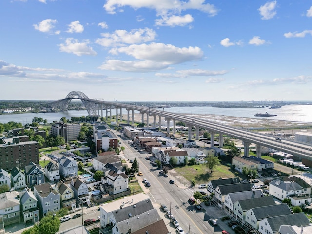133 W 4th St, Bayonne, NJ 07002 - aerial overview of property's location with a notable bridge and a large body of water