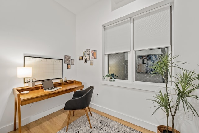 home office featuring wood-type flooring