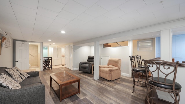 living room with hardwood / wood-style floors