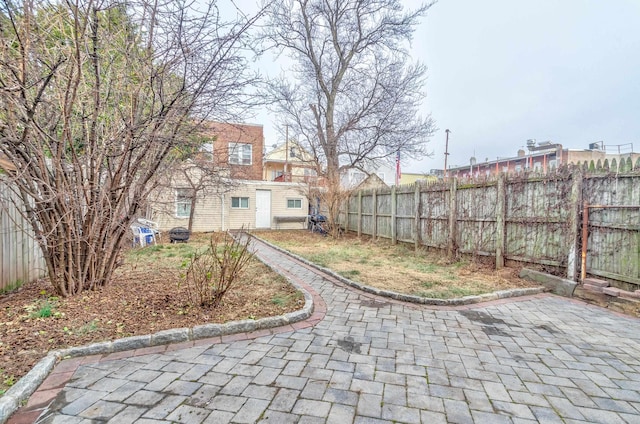 view of yard featuring a fenced backyard and a patio