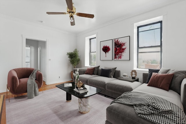 1204 Central Ave Unit 4C, Union City, NJ 07087 - living room with baseboards, crown molding, and ceiling fan