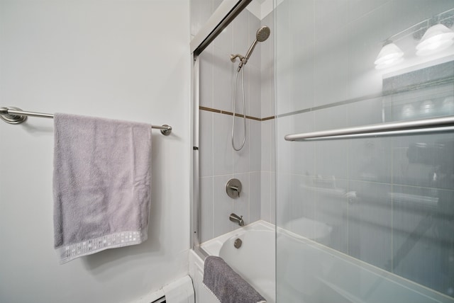 full bath with combined bath / shower with glass door