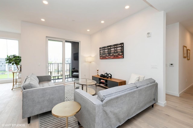 425 3rd St Unit 404, Jersey City, NJ 07302 - living area featuring light wood-style floors and recessed lighting