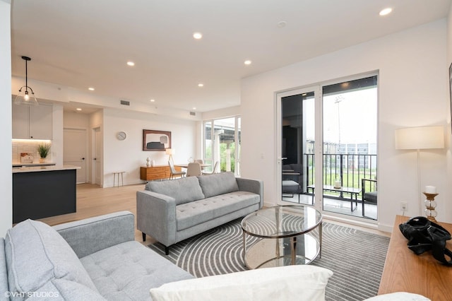 425 3rd St Unit 404, Jersey City, NJ 07302 - living area featuring light wood-type flooring and recessed lighting