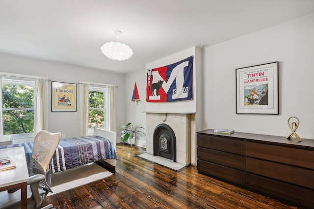 bedroom featuring dark hardwood / wood-style flooring