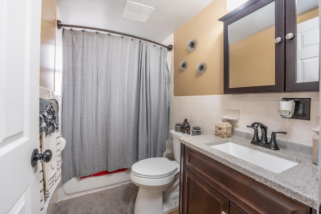 2013 41st St, North Bergen, NJ 07047 - full bath with vanity, shower / bath combo, and tile walls