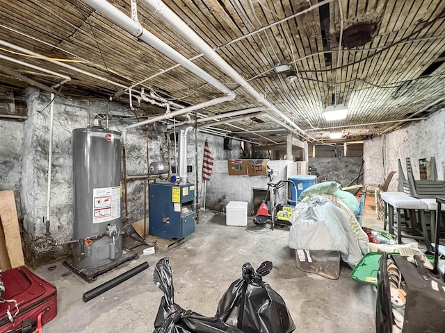 basement with gas water heater