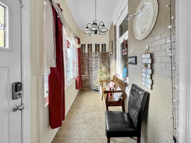 interior space with a notable chandelier