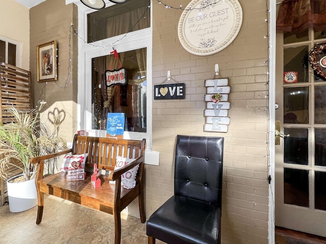 interior space with brick wall