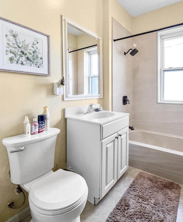 full bathroom with vanity, toilet, and tub / shower combination