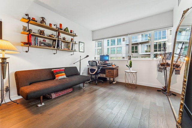 sitting room with hardwood / wood-style floors and plenty of natural light