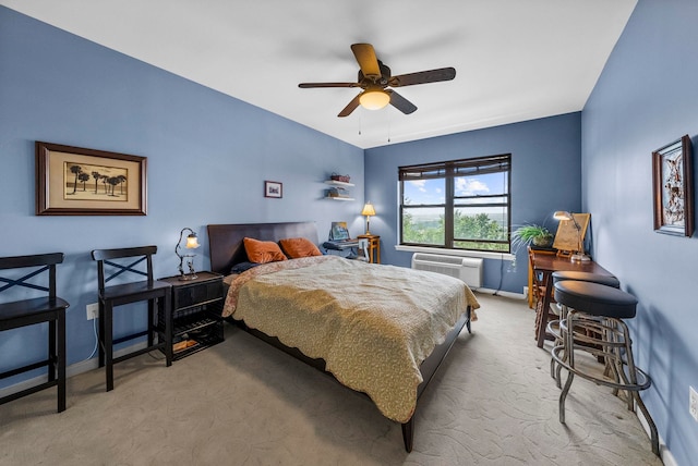 8915 Bergenwood Ave Unit 37, North Bergen, NJ 07047 - carpeted bedroom with a wall unit AC and ceiling fan