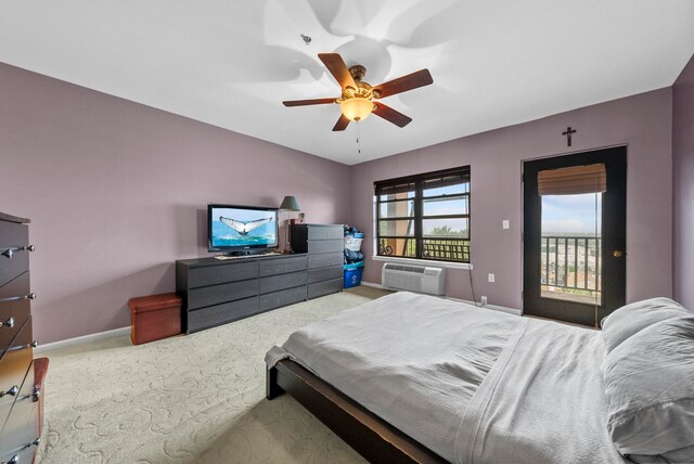8915 Bergenwood Ave Unit 37, North Bergen, NJ 07047 - carpeted bedroom with access to exterior, a wall mounted AC, and ceiling fan