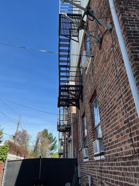 view of home's exterior featuring brick siding