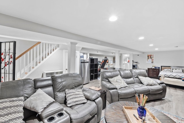 living room with wood-type flooring