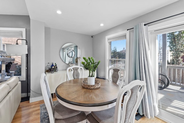 dining area featuring light hardwood / wood-style flooring