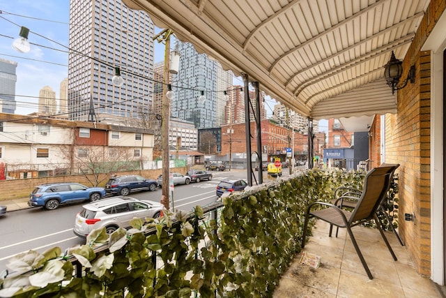 view of patio featuring a city view