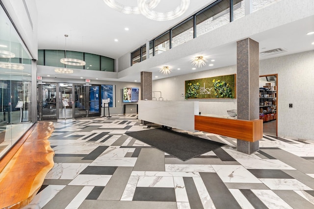 700 1st St Unit 16Pr, Hoboken, NJ 07030 - welcome area with a high ceiling and recessed lighting