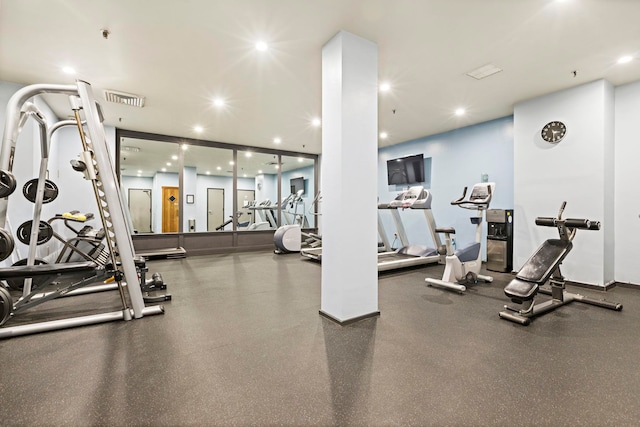205 10th St Unit 9W, Jersey City, NJ 07030 - workout area featuring recessed lighting