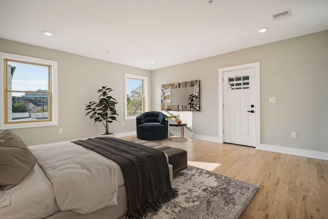 bedroom featuring light wood-type flooring