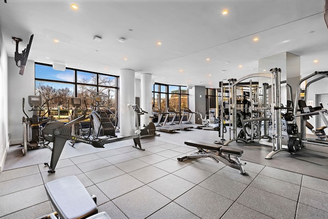 75 Park Ln S Unit 706, Jersey City, NJ 07310 - workout area featuring recessed lighting and expansive windows