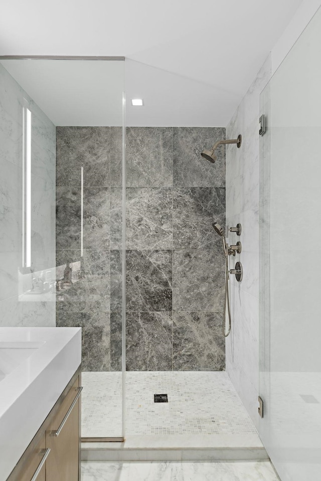 75 Park Ln S Unit 706, Jersey City, NJ 07310 - bathroom with a shower stall and vanity