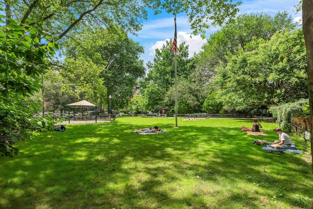 297 Montgomery St Unit 2, Jersey City, NJ 07302 - view of yard featuring a gazebo and an outdoor fire pit