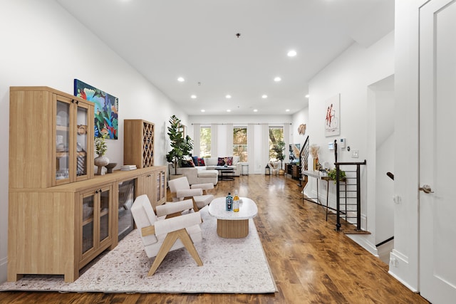 297 Montgomery St Unit 2, Jersey City, NJ 07302 - living room featuring wood finished floors and recessed lighting
