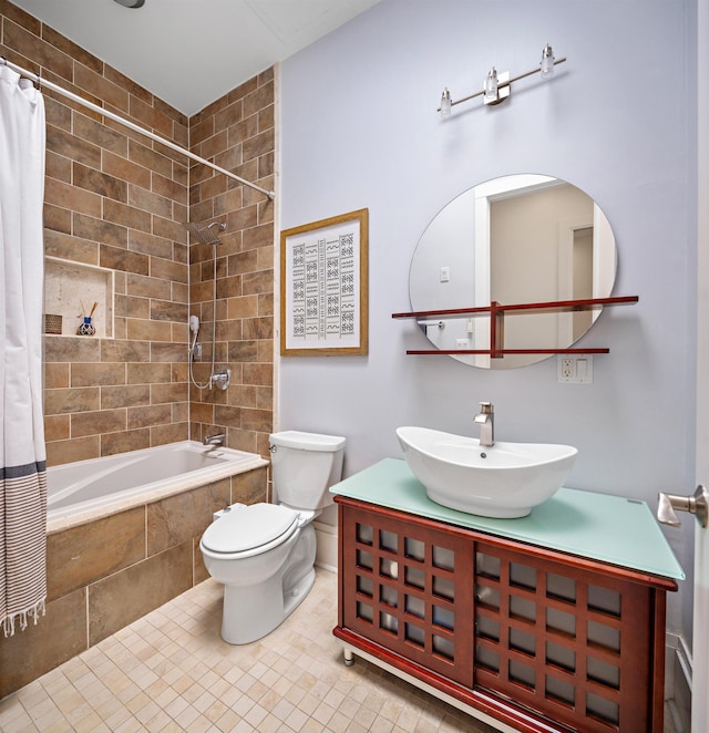 297 Montgomery St Unit 2, Jersey City, NJ 07302 - bathroom featuring tiled shower / bath combo, vanity, and tile patterned floors