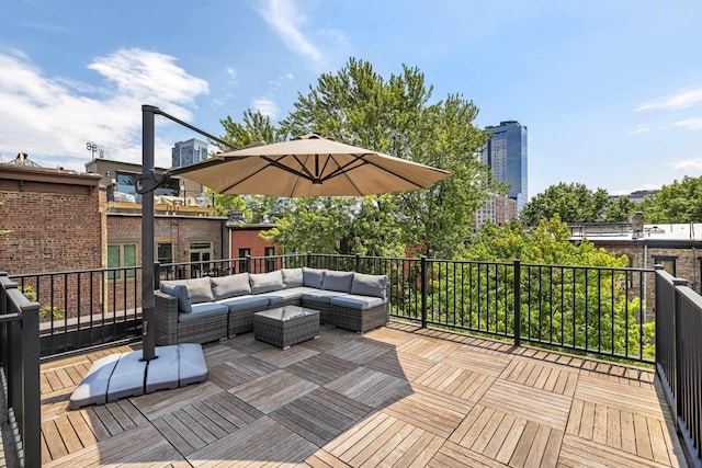 297 Montgomery St Unit 2, Jersey City, NJ 07302 - wooden terrace with an outdoor hangout area