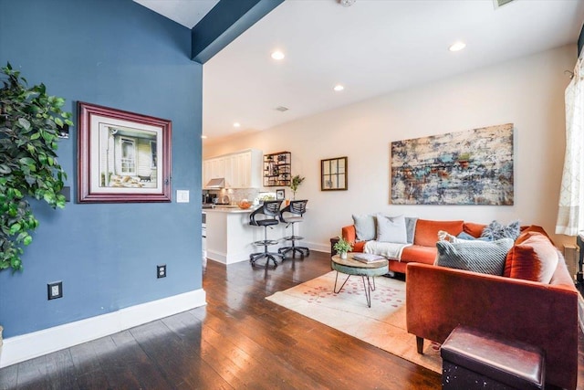 351 5th St Unit 3, Jersey City, NJ 07302 - living room with hardwood / wood-style flooring, baseboards, and recessed lighting