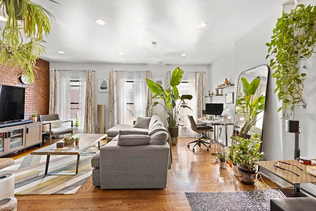 living room featuring light hardwood / wood-style flooring