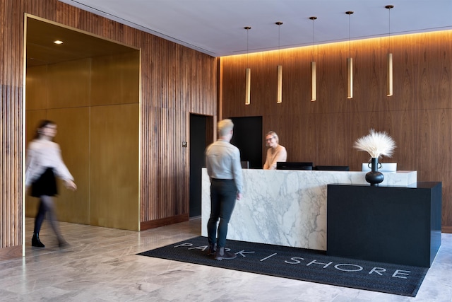 75 Park Ln S Unit 1912, Jersey City, NJ 07310 - reception area featuring wood walls