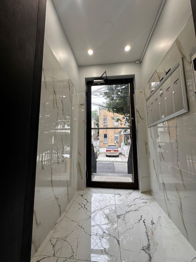 552 38th St Unit 3, Union City, NJ 07087 - doorway featuring marble tiled flooring and recessed lighting