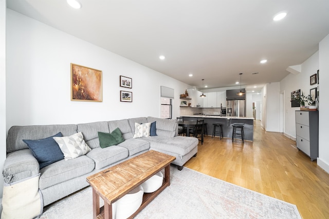 109 Poplar St Unit 1, Jersey City, NJ 07307 - living area featuring recessed lighting and light wood-style flooring