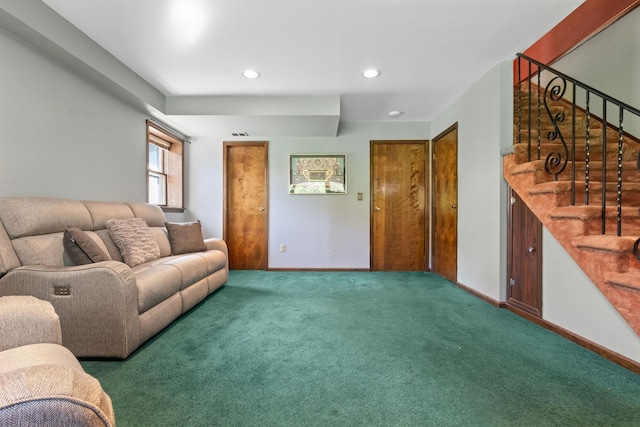 22 W 34th St Unit G, Bayonne, NJ 07002 - living area with carpet flooring, stairway, recessed lighting, and baseboards