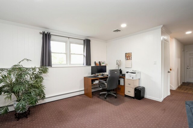 151 Mount Pleasant Ave, Dover Town, NJ 07801 - office space with carpet floors, ornamental molding, recessed lighting, and baseboards