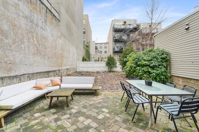 view of patio featuring outdoor lounge area