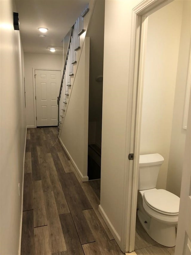 549 Pavonia Ave Unit 1 & 2, Jersey City, NJ 07306 - hall with dark wood-type flooring, stairway, and baseboards
