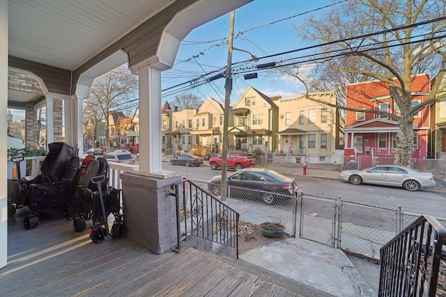 wooden terrace with covered porch