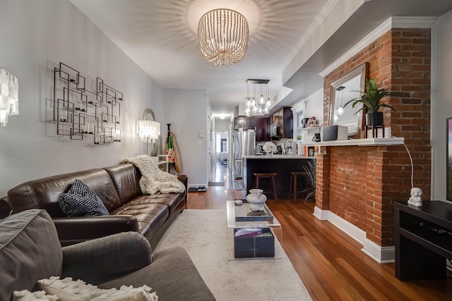 380 7th St Unit 2A, Jersey City, NJ 07302 - living area featuring a chandelier and wood finished floors
