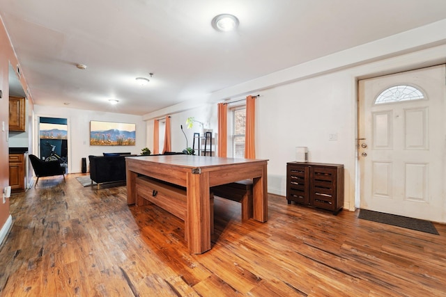 recreation room with wood finished floors